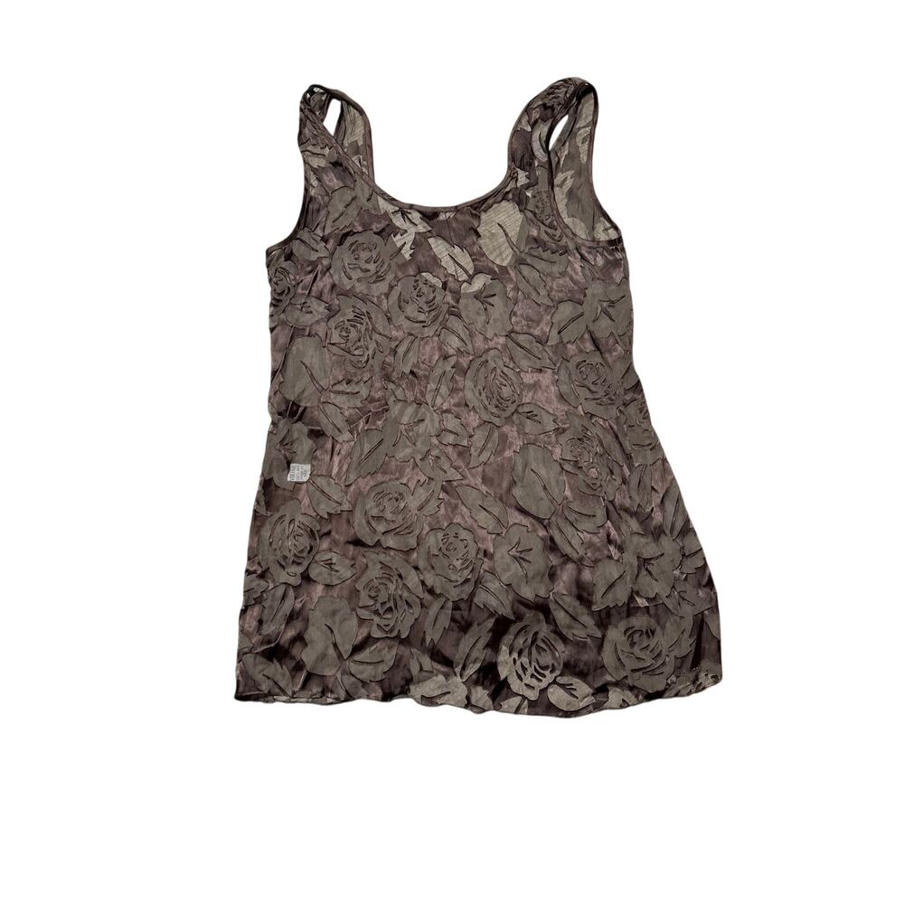 Vintage Silk Burnout Velvet Rose Tank Top Whimsigoth Sz S